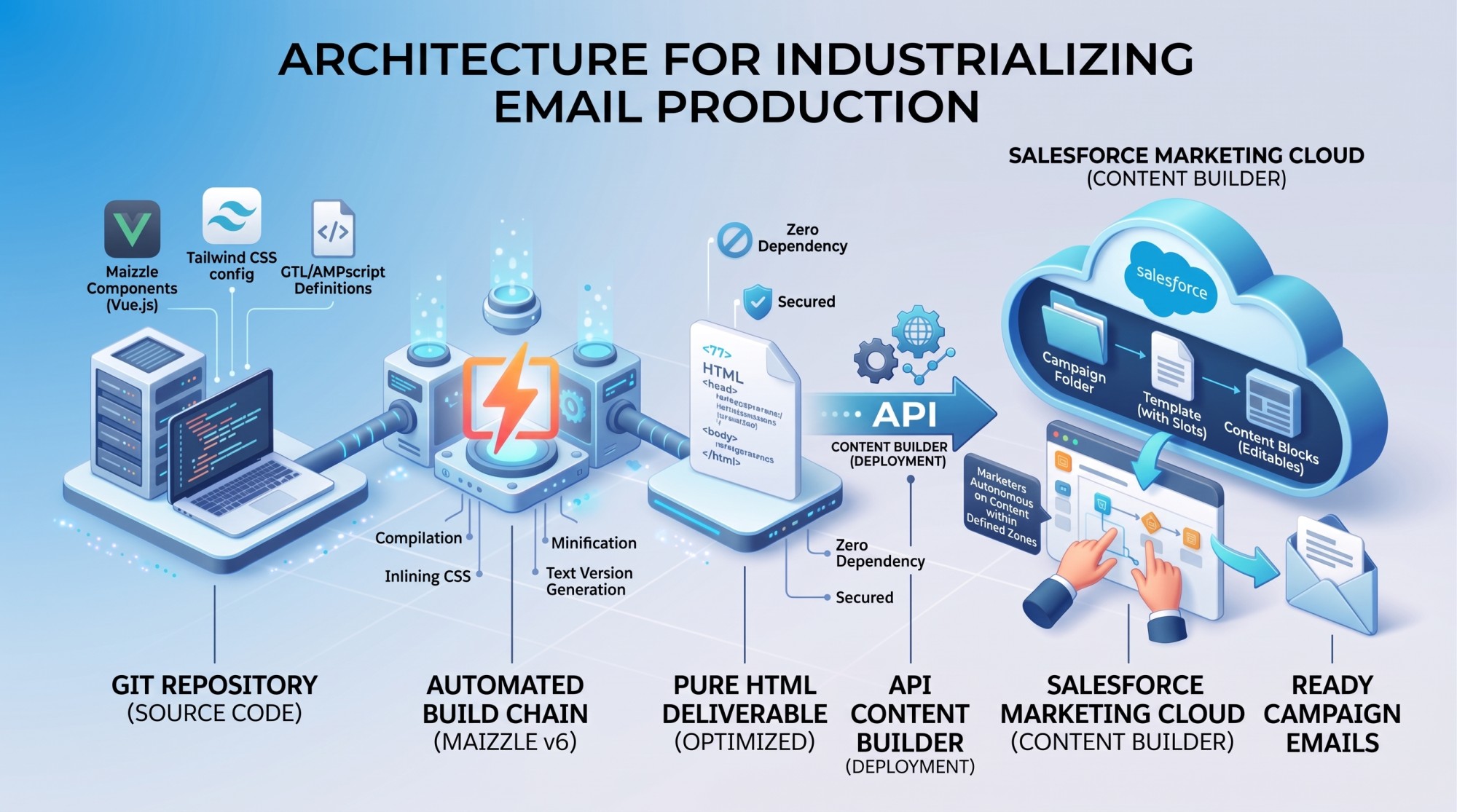 Architecture of the email productions